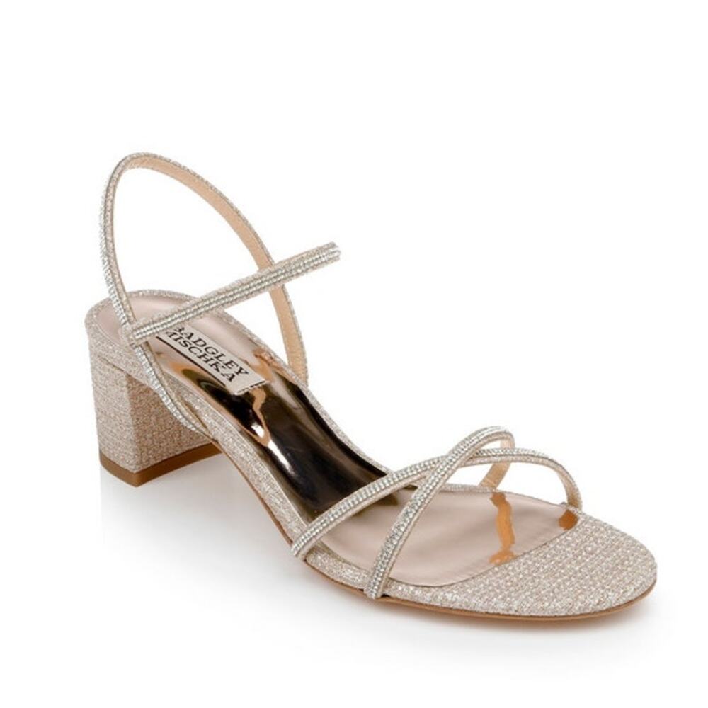 Badgley Mischka Ultima Block Heels Soiree Date Night Bridal Wedding US 6.5